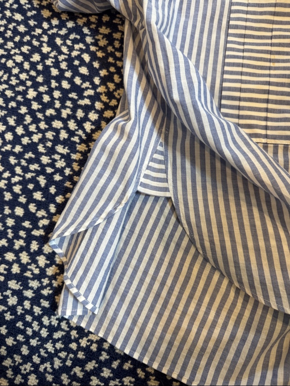 Burberry Blue and White Striped Dress Shirt with Signature Cuff Detail. - Picture 7 of 7